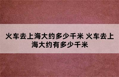 火车去上海大约多少千米 火车去上海大约有多少千米